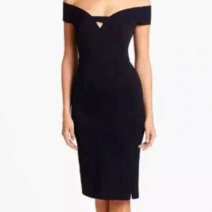 NWT: Black Halo Black Riya Off-The-Shoulder Sheath Dress, Size 8